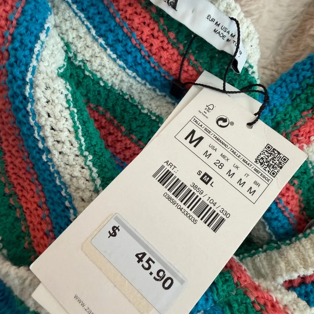Zara Colorful Striped Knit Dress Medium - Picture 4 of 6